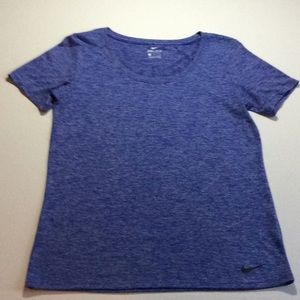 Nike Top Women Dri Fit Blue Short Sleeve Size Medium 100% Polyester
